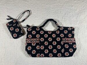 Vera Bradley Gabby satchel handbag Pirouette Black with amatching wristlet